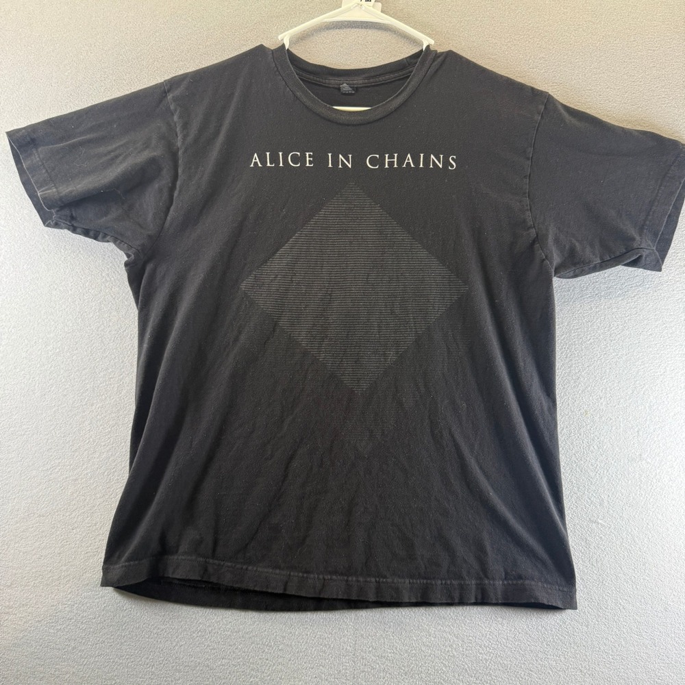 Alice In Chains Black Graphic Band T-Shirt Men XL Short Sleeve Geometric Diamond
